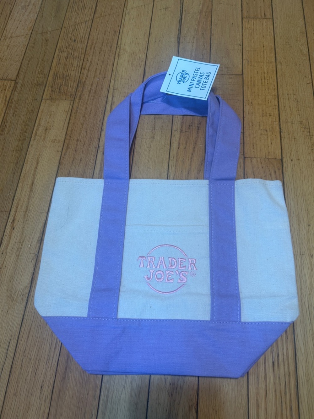 Trader Joe's Lavender & Cream Canvas Tote